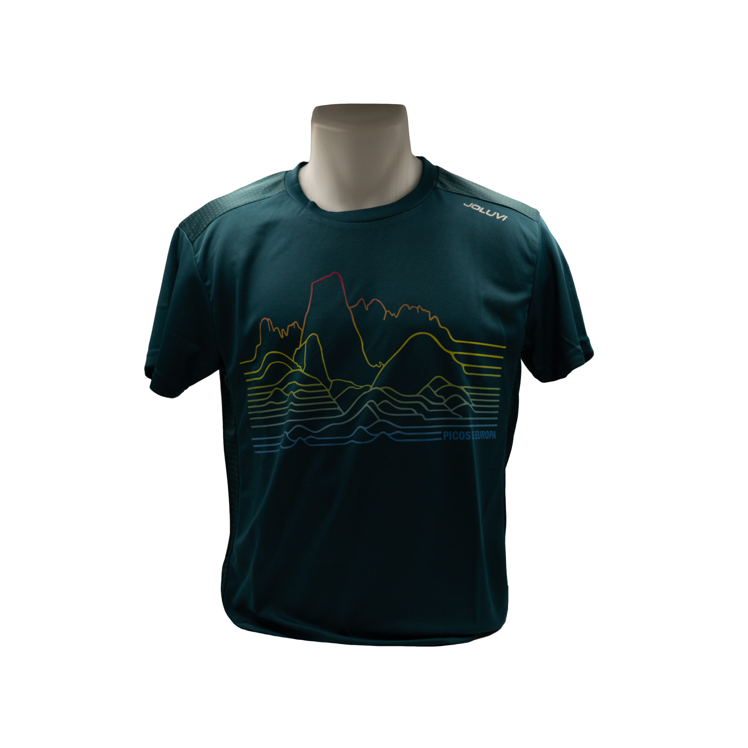 Camiseta técnica azul Picos de Europa vista frontal | Asturias Encantada