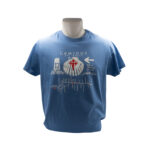 Camiseta azul para Camino de Santiago diseño Caminos del Norte vista frontal | Asturias Encantada