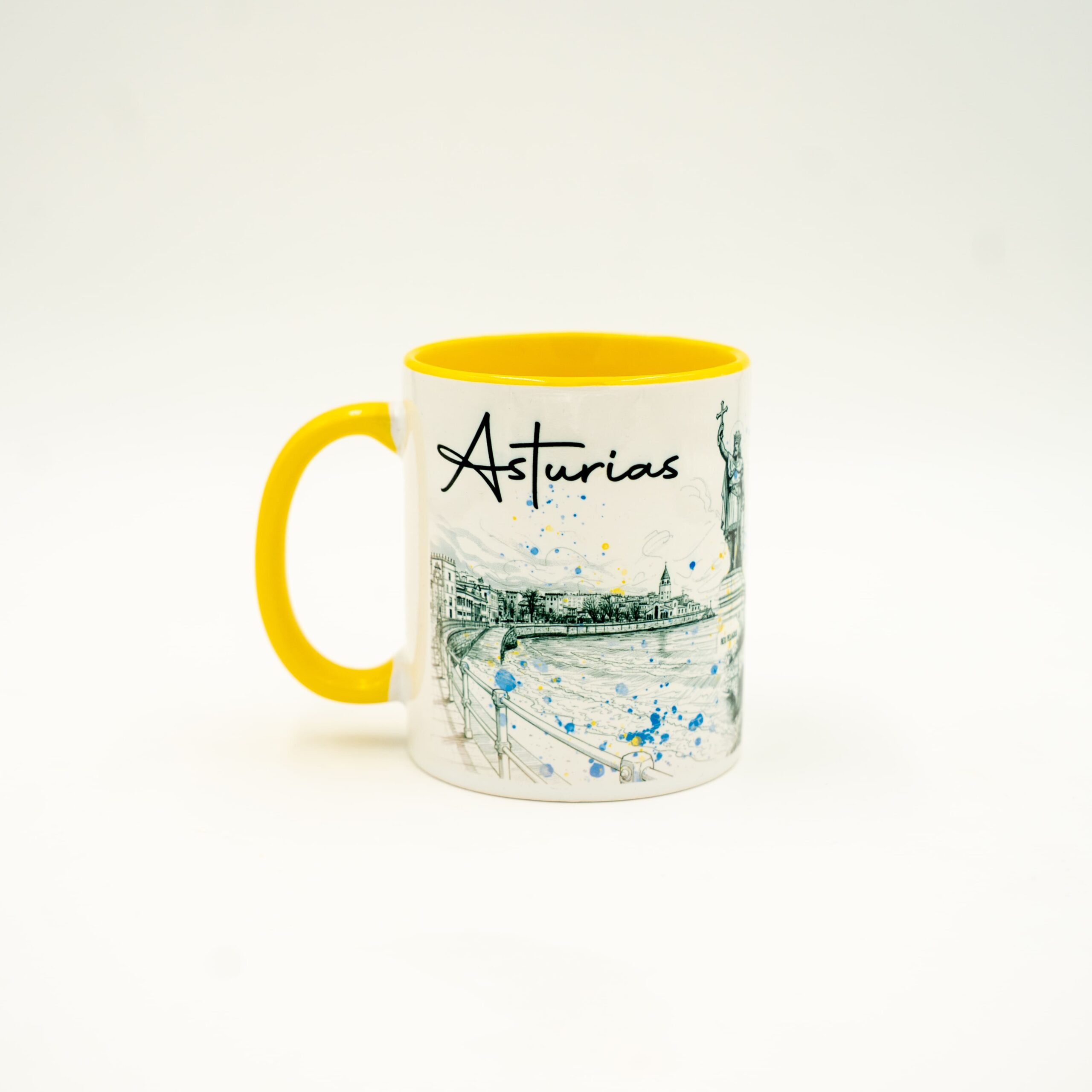 Taza cerámica Plumilla Asturias frontal | Asturias Encantada