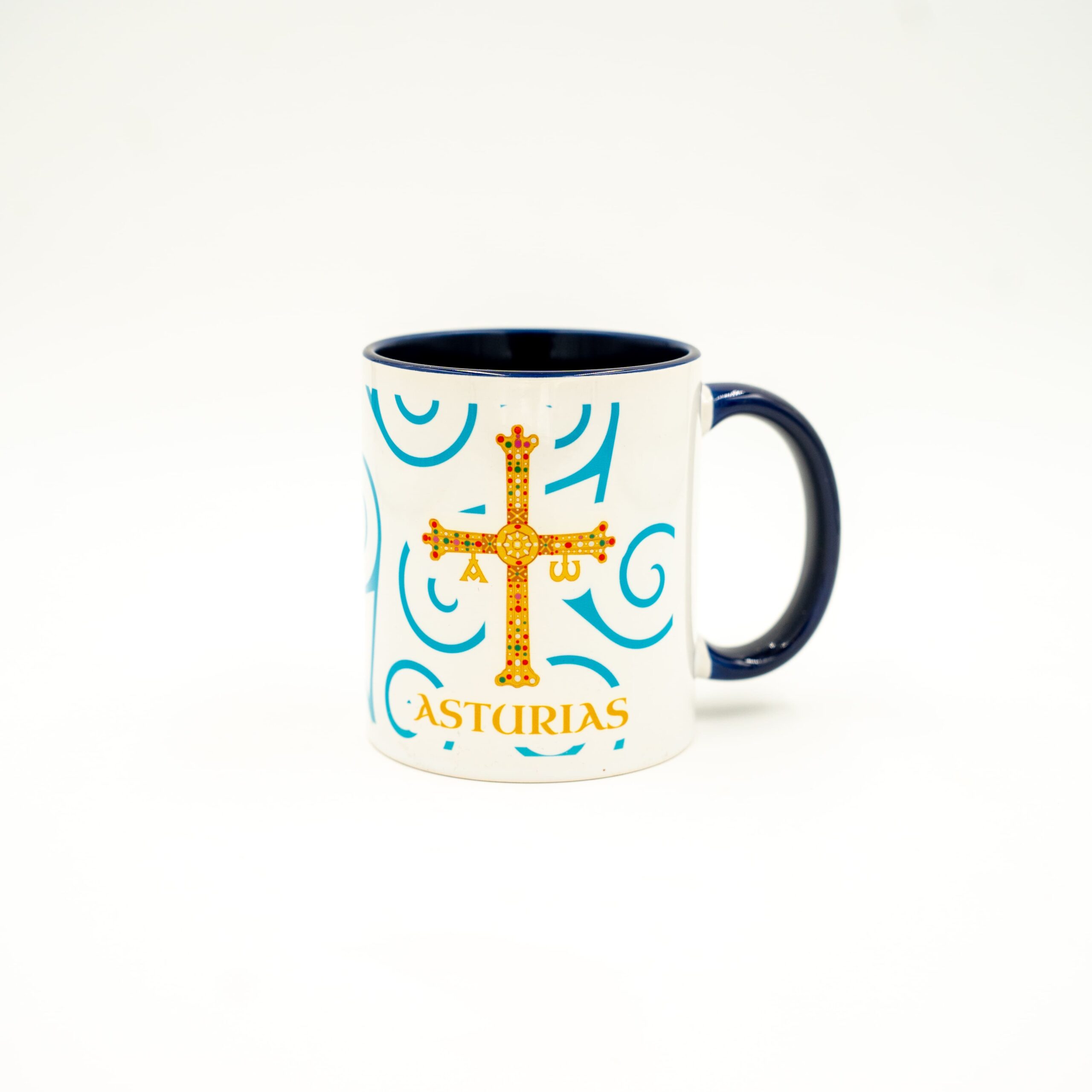 Taza cerámica Cruz de la Victoria Asturias frontal | Asturias Encantada