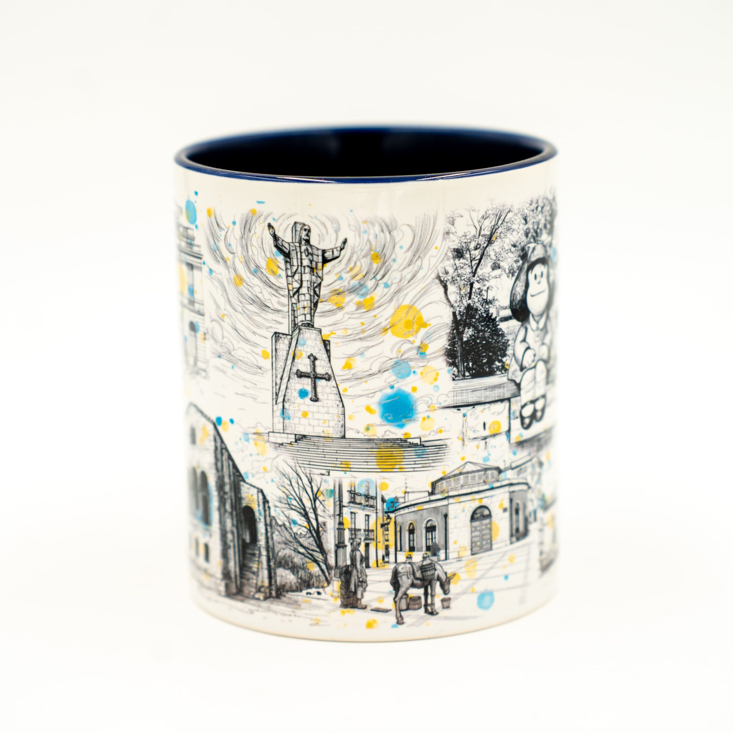Taza cerámica Plumilla Oviedo detalle | Asturias Encantada