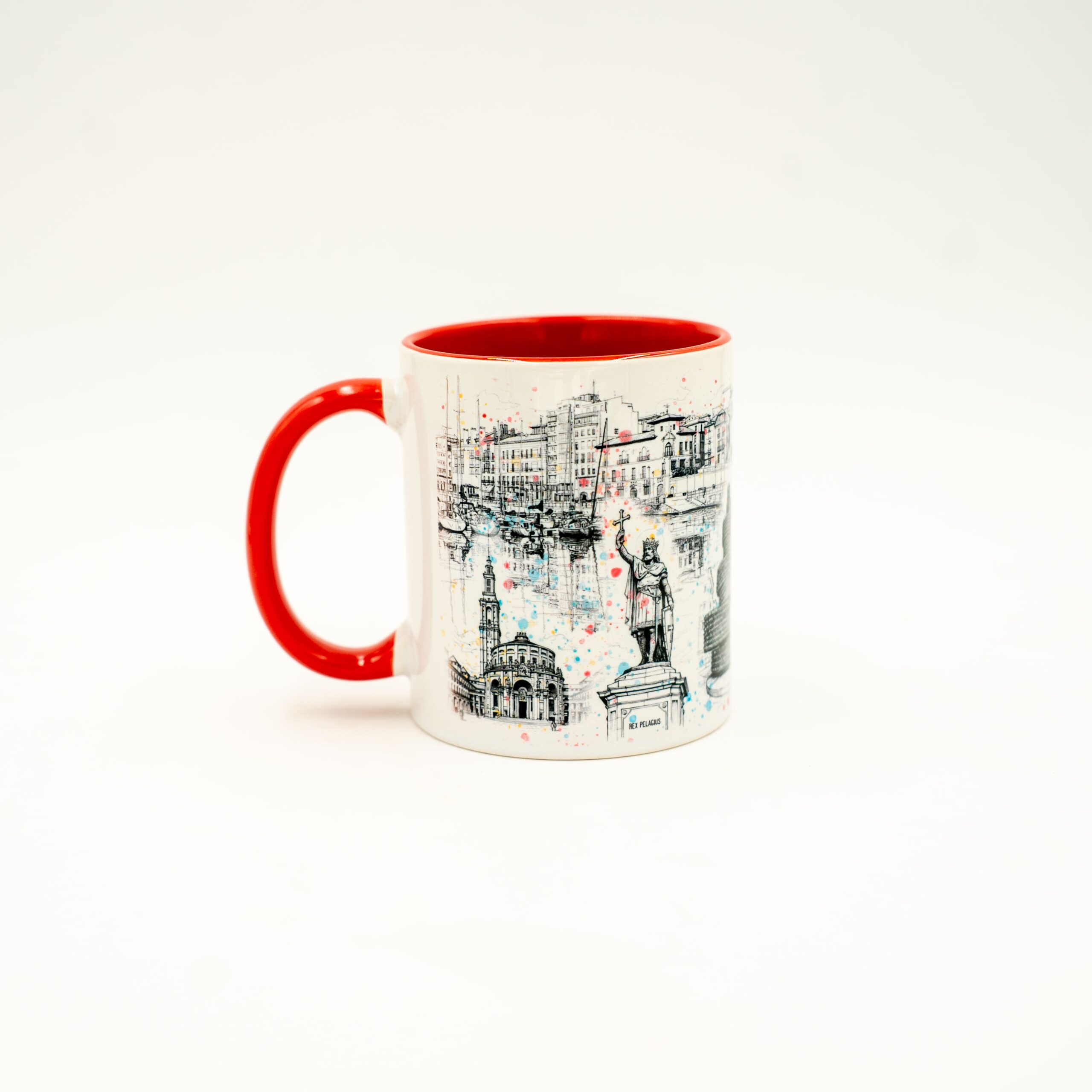Taza cerámica Plumilla Gijón detalle | Asturias Encantada