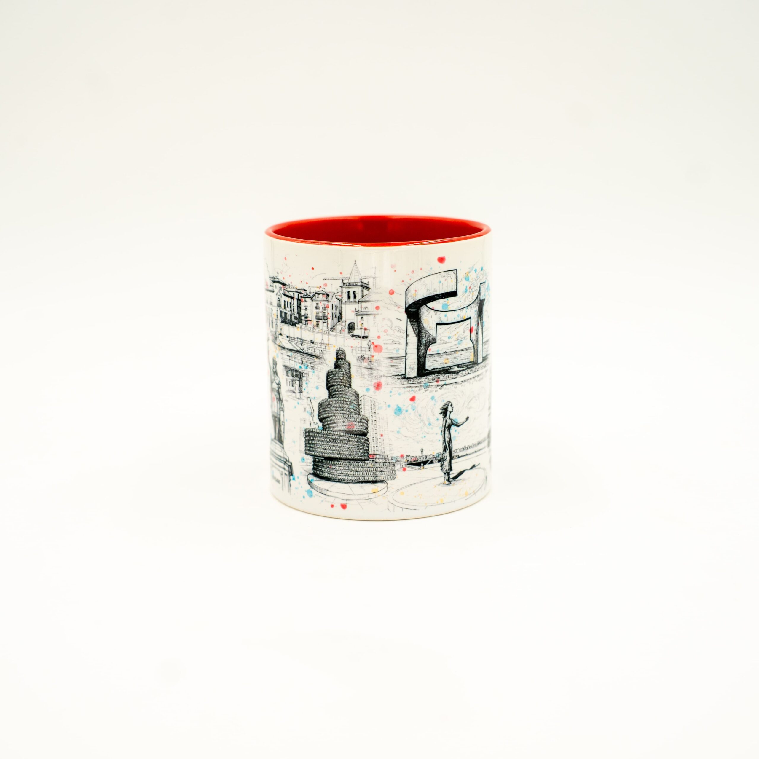 Taza cerámica Plumilla Gijón detalle | Asturias Encantada