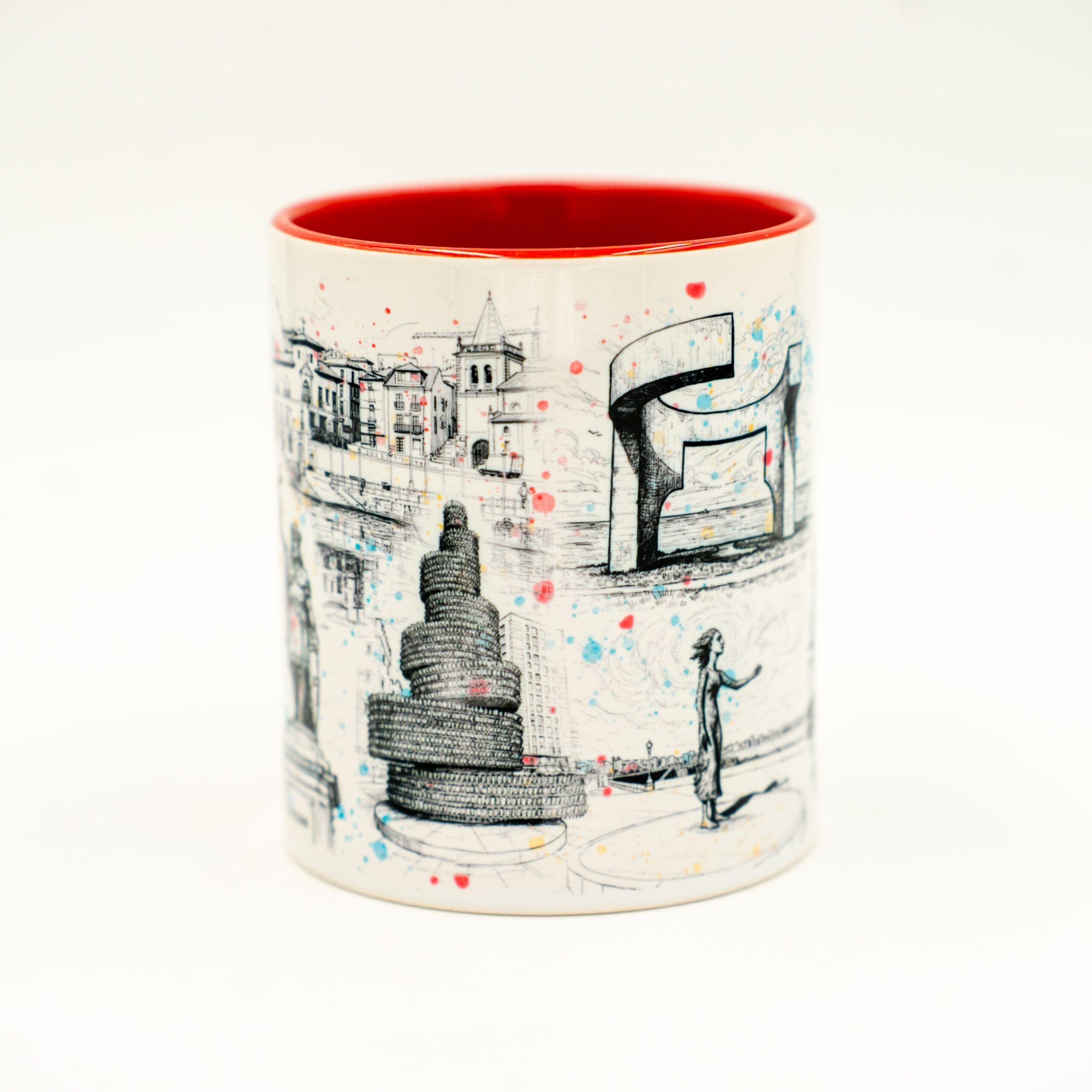 Taza cerámica Plumilla Gijón detalle | Asturias Encantada
